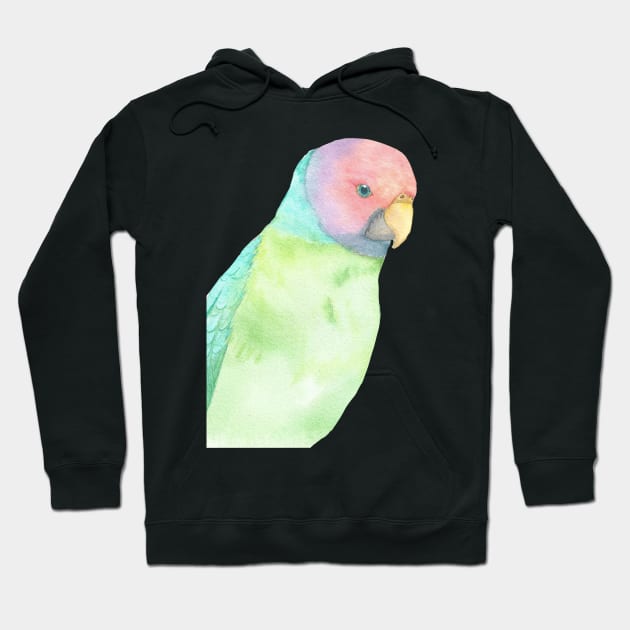 Plum-headed parakeet watercolor portrait Hoodie by Oranjade0122